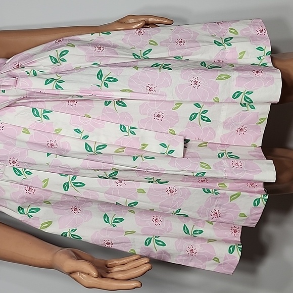 Draper James RSVP Puff Sleeve Shirt Dress Pink Floral Size M Medium Tie‎ Waist - Picture 9 of 16